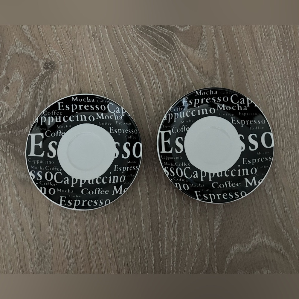 Set of 2 Gibson Everyday Espresso Cappuccino Saucer, Black & White